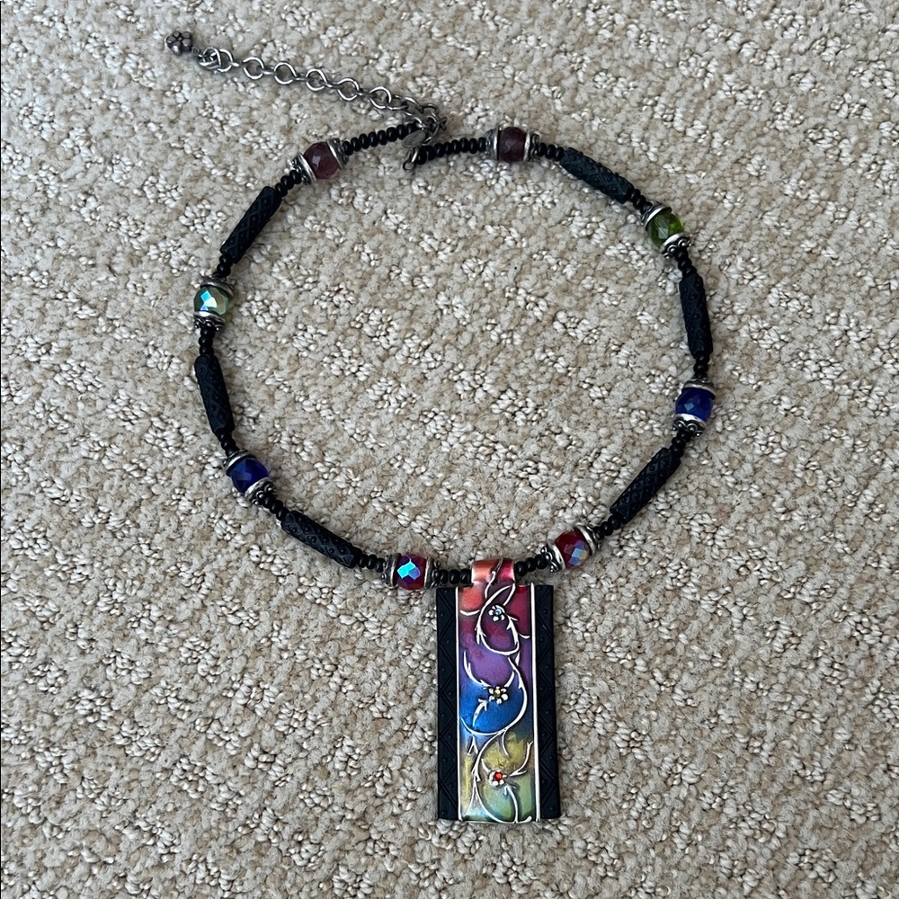 Chico’s Colorful Beaded Necklace with Artistic Pendant